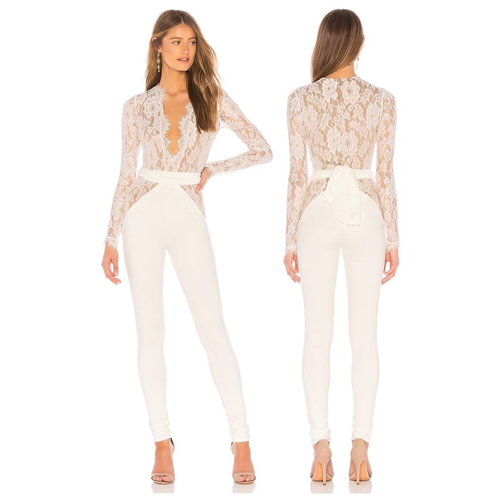 Michael Costello x REVOLVE Julian Jumpsuit Lace Party Evening Bachelorette S